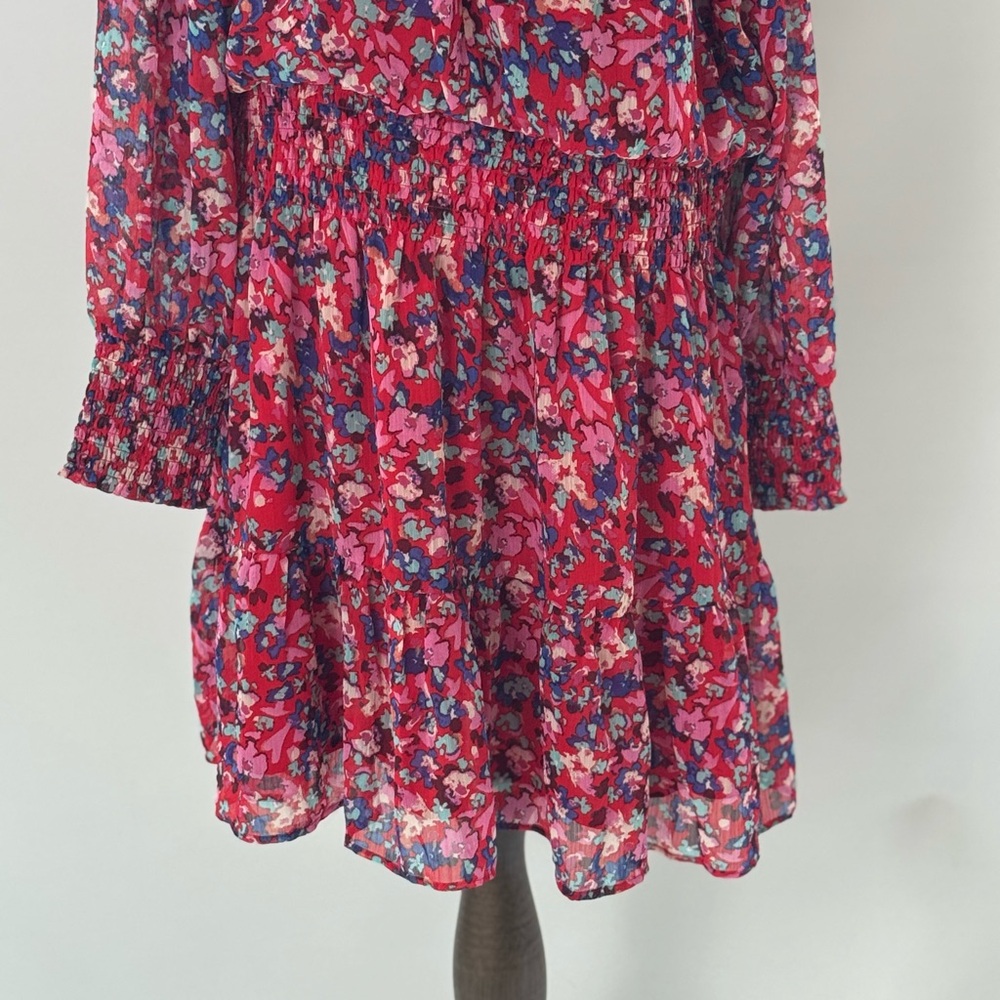 Chelsea28 Women’s‎ Size XXL Floral Print Chiffon Long Sleeve Dress Red - Picture 3 of 9